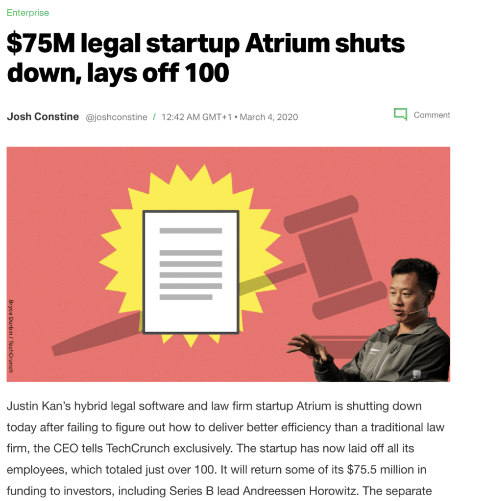 La faillite d’Atrium, relayée par TechCrunch début 2020